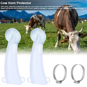 POCREATION Cow Horn Protector, Silicone Calf Cattle Bull Cow Horn Round Cornered Anti Fight Protector Farm Accessory with Clamp