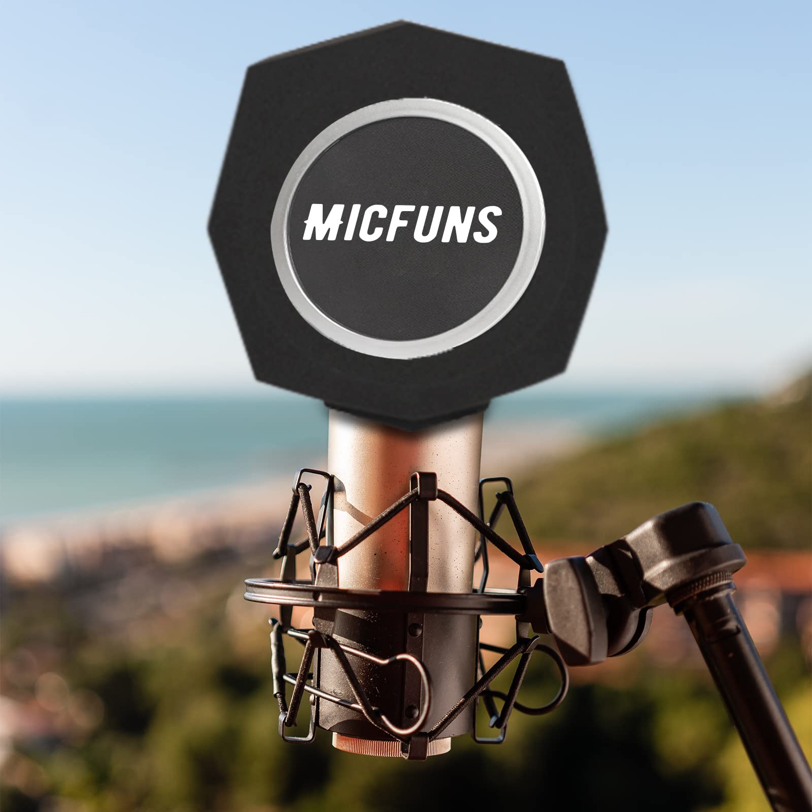 Micfuns Studio Microphone windscreen F3 microphone Wind Shield Pop Filter for 1.77 inch-2.36 inch Vocal Isolation Booth portable Studio Equipment, soundproof cover