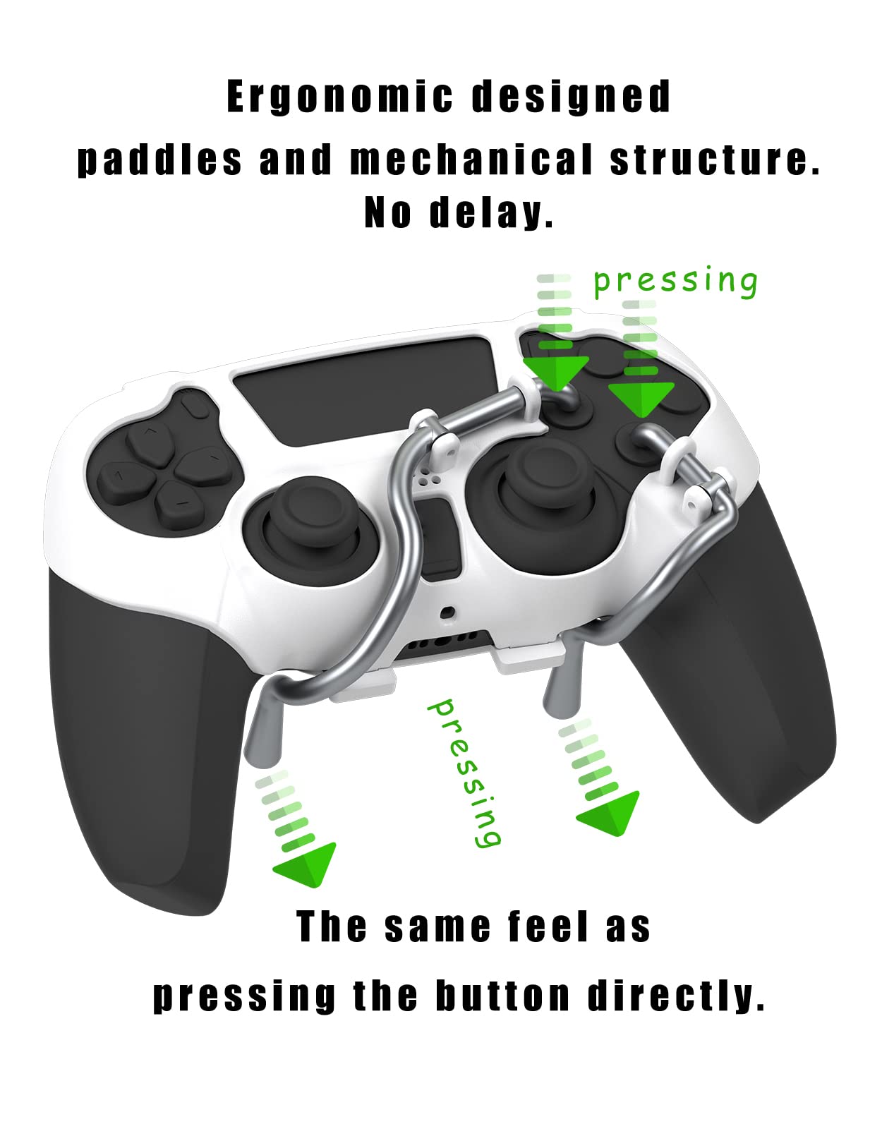 EXknight Leverback FPS Mechanical Paddles Attachment, Back Buttons Gaming Paddles for PS5 Controller (White)