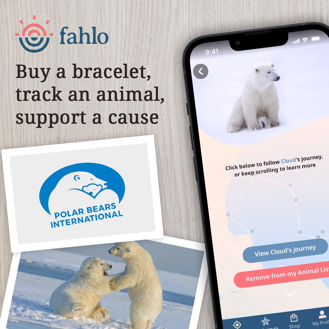 Fahlo Polar Bear Tracking Bracelet, Elastic, supports Polar Bears International, one size fits most for Men and Women