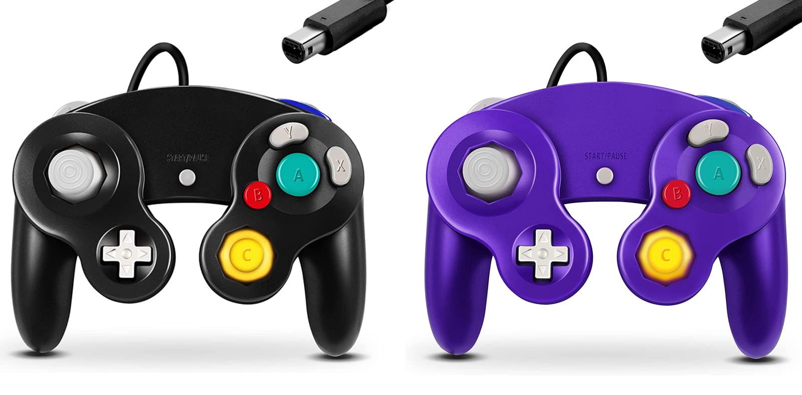 FIOTOK Gamecube Controller, Classic Wired Controller for Wii Nintendo Gamecube - Enhanced (Black & Purple-2Pack)