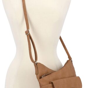 MultiSac Vista Solid Color Vegan Leather Crossbody Handbag One Size Brown