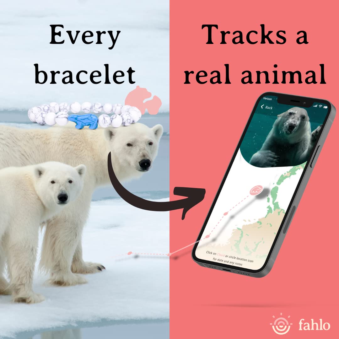 Fahlo Polar Bear Tracking Bracelet, Elastic, supports Polar Bears International, one size fits most for Men and Women