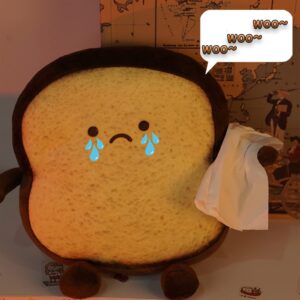 RELIGES Toast Bread Plush Pillow,Cute Simulation Bread Shape Pillow Soft Lumbar Back Cushion Plush Stuffed Toy for Home Decor (Unhappy)