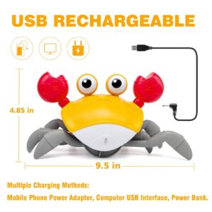 JATOTVE Baby Toys Crawling Crab Tummy Time Toy, Dancing Moving Walking Escape Cute Crab Learning Crawl Boy/Girl Gift, Interactive Development Sensory Toy for Infants Babies Toddlers Kids (Orange)