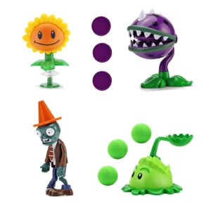 JHESAO 4 PCS Plants and Zombies Toys Action Figures Zombies PVZ Toys Set 1 2 Series Great Gifts for Kids and Fans,Birthday and Christmas Party