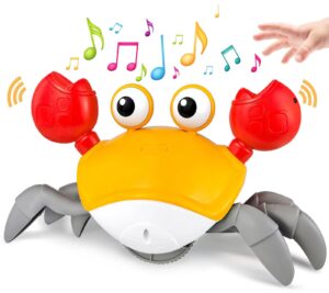 jatotve baby toys crawling crab tummy time toy, dancing moving walking escape cute crab learning crawl boy/girl gift, interactive development sensory toy for infants babies toddlers kids (orange)