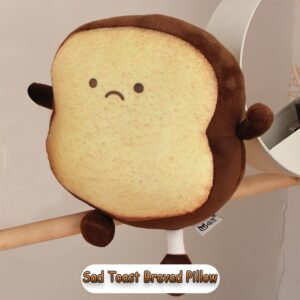 RELIGES Toast Bread Plush Pillow,Cute Simulation Bread Shape Pillow Soft Lumbar Back Cushion Plush Stuffed Toy for Home Decor (Unhappy)