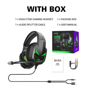 EKSA Fenrir S Gaming Headset with Microphone, Noise Cancelling Mic, Comfortable Ear Pads, 50 mm Drivers, RGB Light, One Key Control, Gaming Headphones for PC, Xbox, PS4, PS5, Switch, Controller