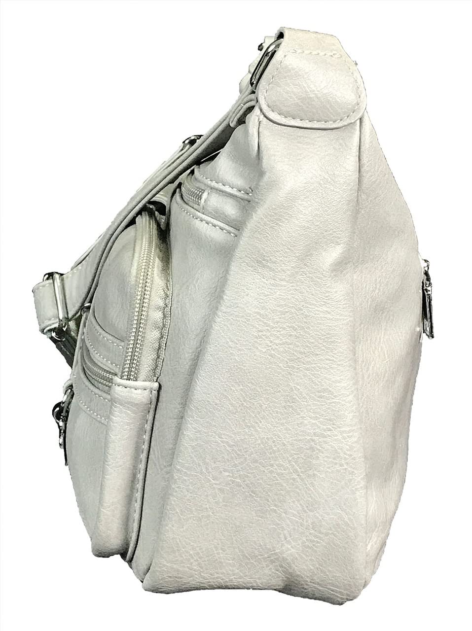 Zzfab Front Pockets side Locking Small Concealed Carry Purse CCW Crossbody Bag Grey