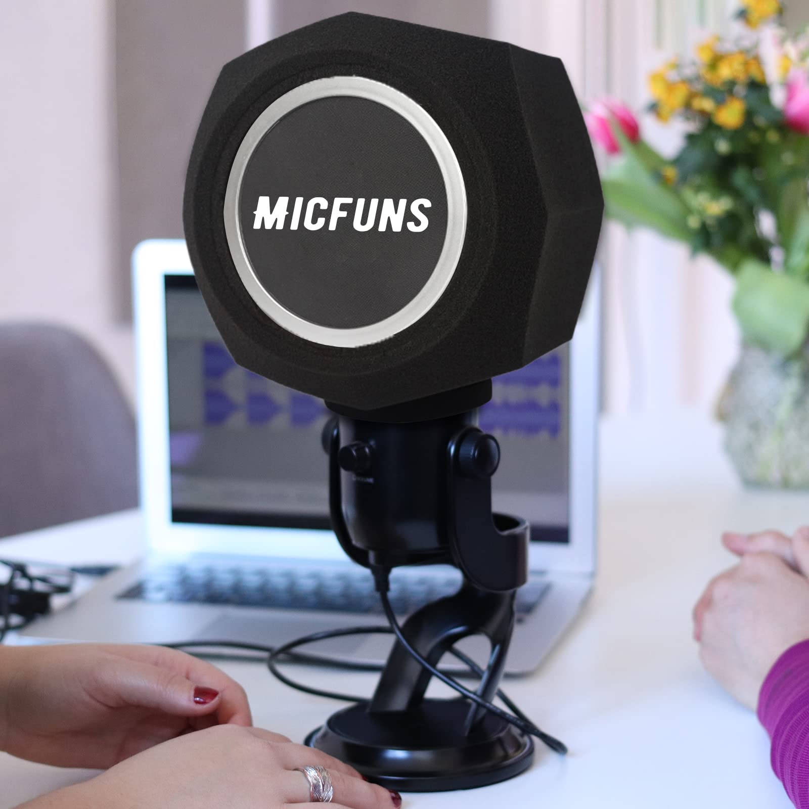 Micfuns Studio Microphone windscreen F3 microphone Wind Shield Pop Filter for 1.77 inch-2.36 inch Vocal Isolation Booth portable Studio Equipment, soundproof cover