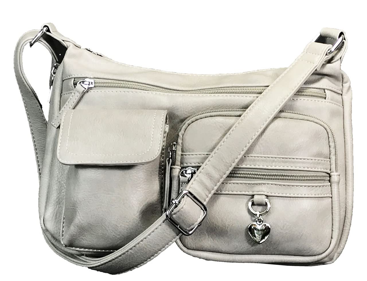 Zzfab Front Pockets side Locking Small Concealed Carry Purse CCW Crossbody Bag Grey