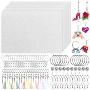 cridoz shrink plastic keychain kit, shrink art kit including 25 sheets shrink film, keychains jewelry accessories for kids creative art and craft activity