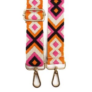 1.49" Wide Purse Shoulder Strap, Adjustable Canvas Shoulder Strap, Embroidered Multi-Pattern Color Crossbody Replacement Shoulder Strap for Handbag, Crossbody Bag, Shoulder Bag(Color 2)