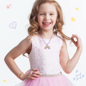 24 Pcs Little Girl Jewelry Set Kids Unicorn Necklace Cute Woven Bracelet Ring for Girls Pretend Dress up Party Favor (Cute Style)