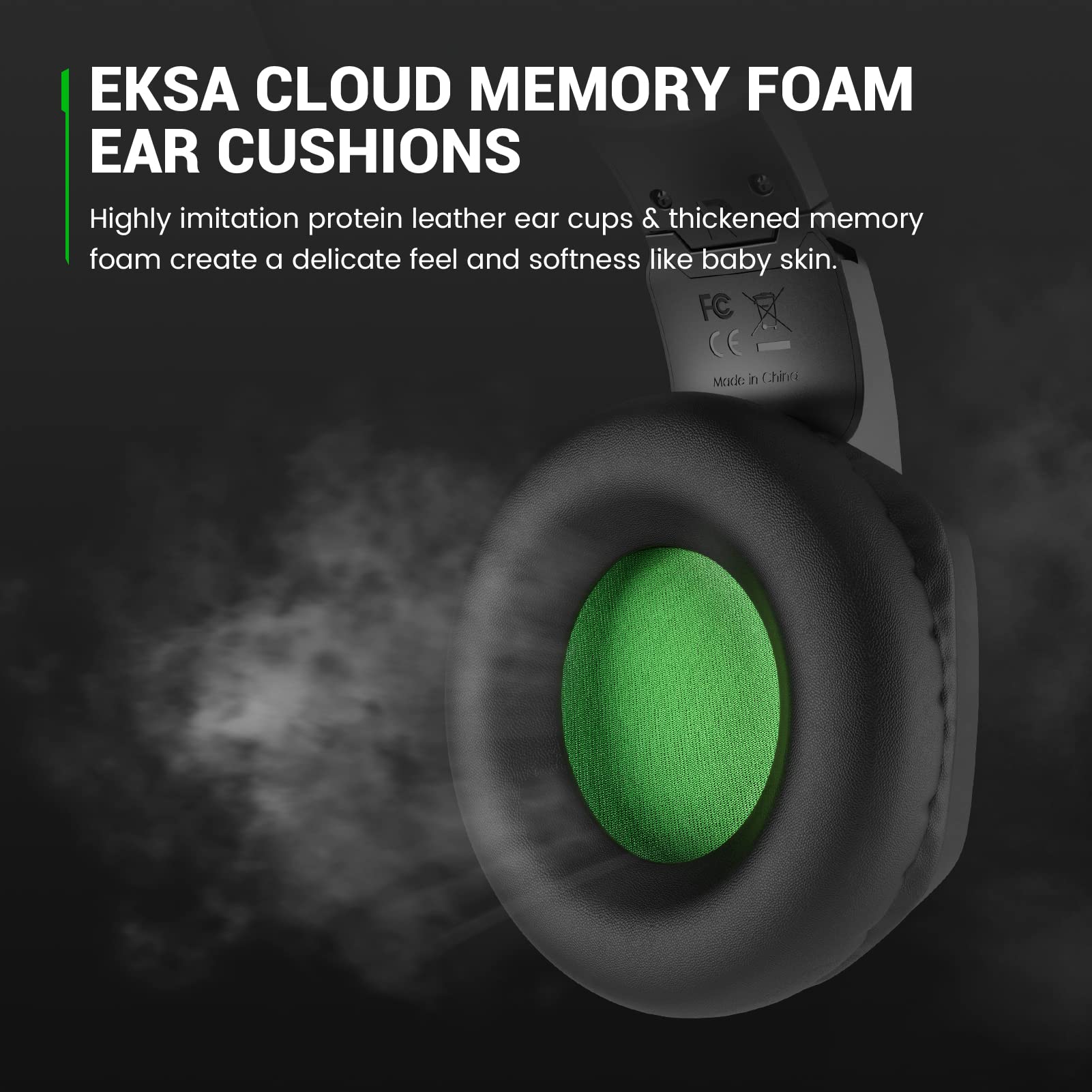 EKSA Fenrir S Gaming Headset with Microphone, Noise Cancelling Mic, Comfortable Ear Pads, 50 mm Drivers, RGB Light, One Key Control, Gaming Headphones for PC, Xbox, PS4, PS5, Switch, Controller