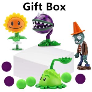 JHESAO 4 PCS Plants and Zombies Toys Action Figures Zombies PVZ Toys Set 1 2 Series Great Gifts for Kids and Fans,Birthday and Christmas Party