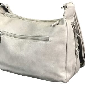 Zzfab Front Pockets side Locking Small Concealed Carry Purse CCW Crossbody Bag Grey