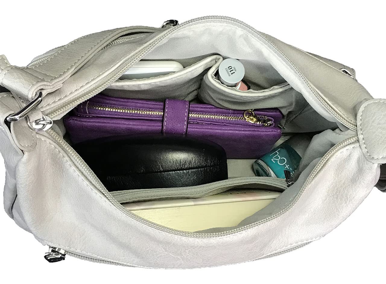 Zzfab Front Pockets side Locking Small Concealed Carry Purse CCW Crossbody Bag Grey