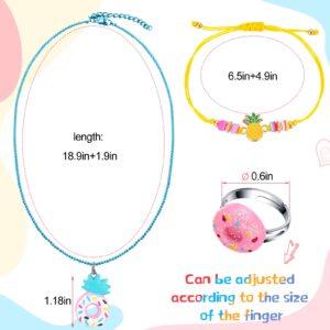 24 Pcs Little Girl Jewelry Set Kids Unicorn Necklace Cute Woven Bracelet Ring for Girls Pretend Dress up Party Favor (Cute Style)