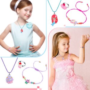 24 Pcs Little Girl Jewelry Set Kids Unicorn Necklace Cute Woven Bracelet Ring for Girls Pretend Dress up Party Favor (Cute Style)