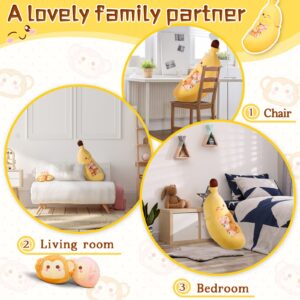 Cute Throw Pillow Stuffed Banana Toys Kawaii Banana Plush Avocado Stuffed Animal Carrot Removable Fluffy Creative Gifts Cat Paw Dinosaur for Teens Adults Birthday Wedding Party Supplies (Banana)