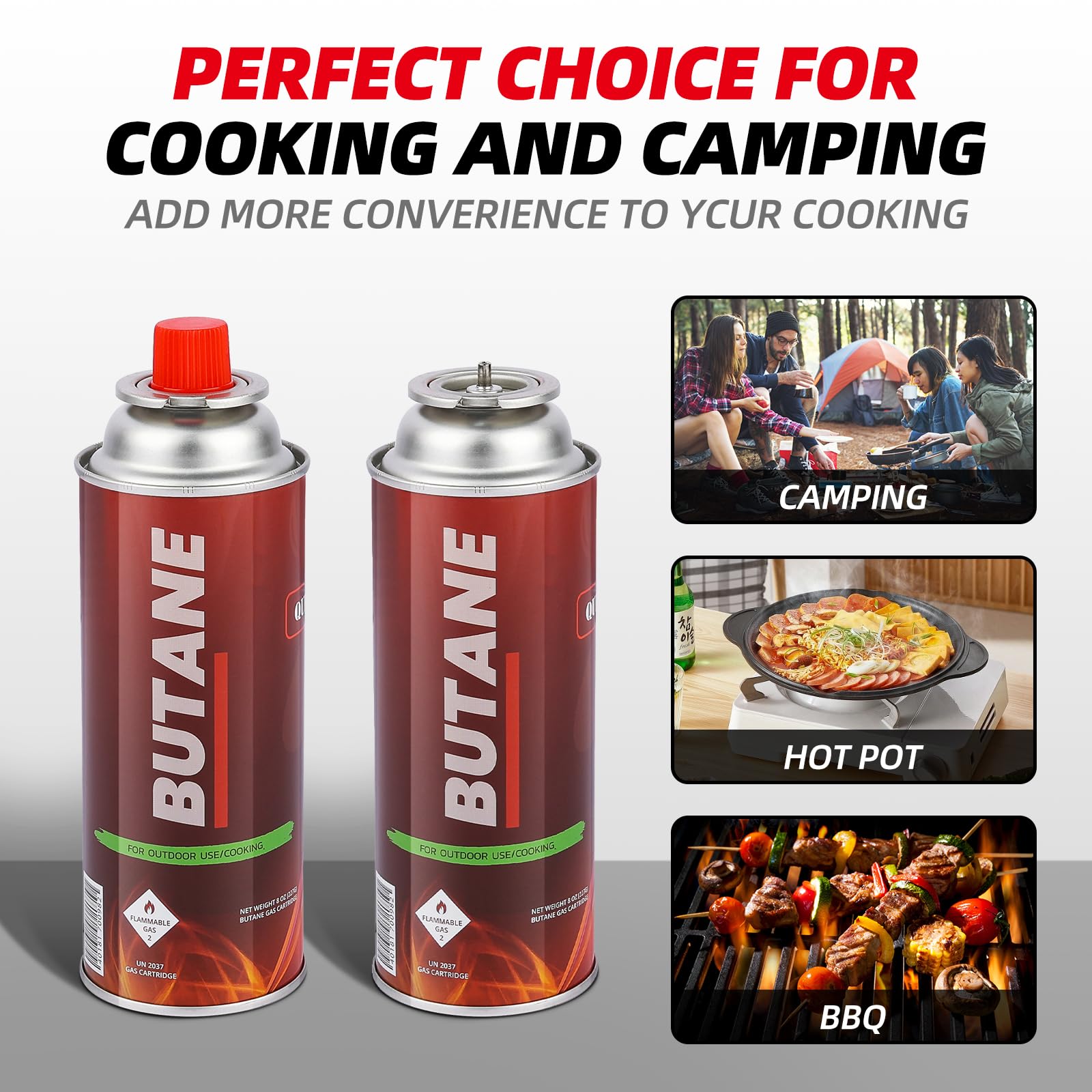 NATIONAL STANDARD Butane Fuel Canisters for Portable Camping Stoves, UL Listed- Explosion Proof - RVR System - 4 Pack