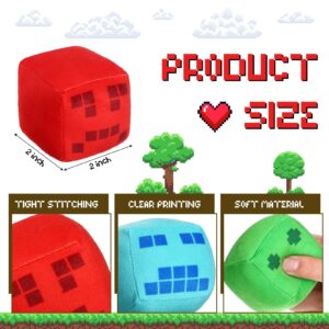 Hungdao 12 Pcs Plush Pixel Square Cubes Soft Miner Game Plush Toys Square Pixel Miner Stuffed Animals Doll Toy for Video Game Fans Birthday Party Favor Home Decor Classroom Rewards Gifts, 6 Styles