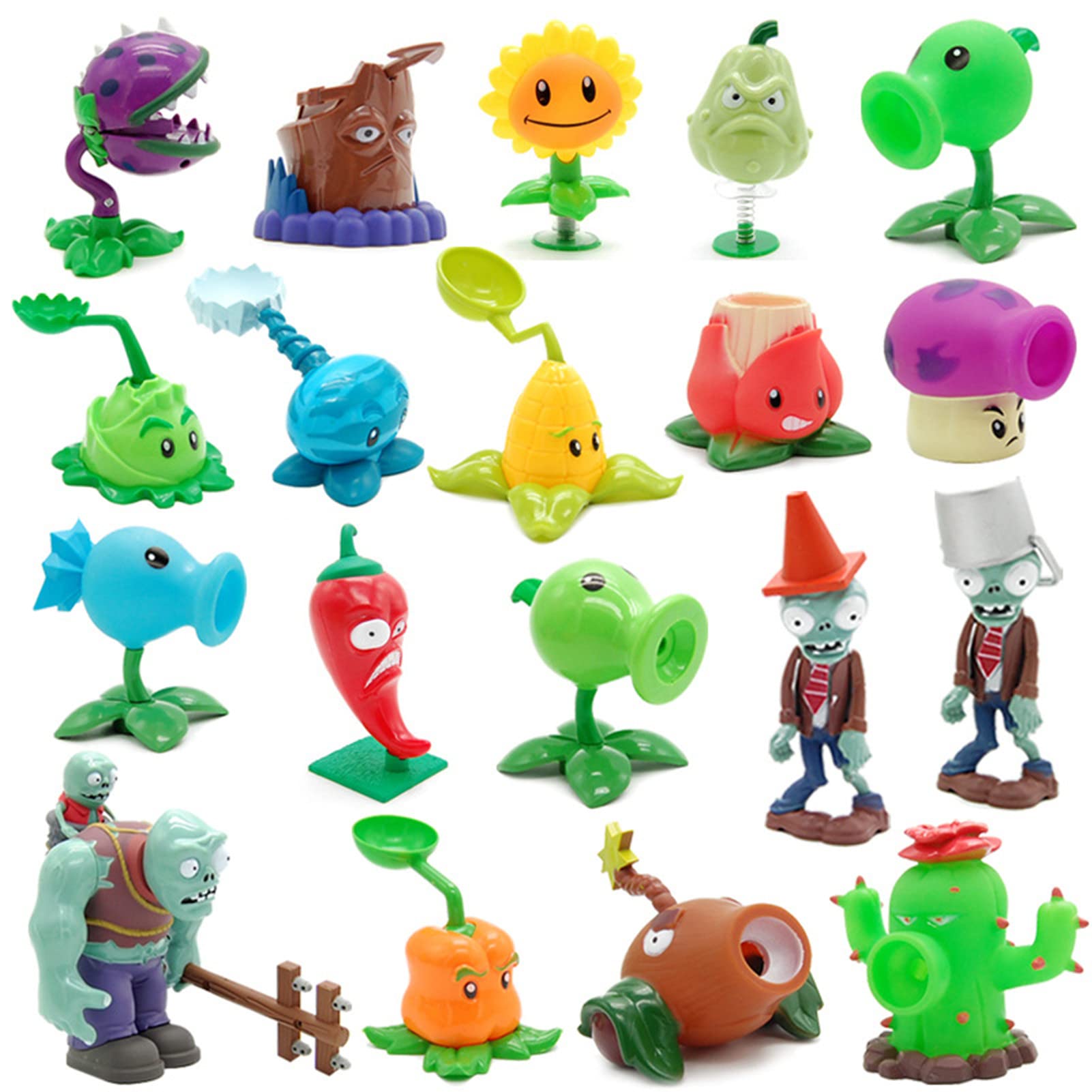 JHESAO 4 PCS Plants and Zombies Toys Action Figures Zombies PVZ Toys Set 1 2 Series Great Gifts for Kids and Fans,Birthday and Christmas Party