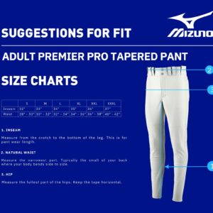 Mizuno Men's Standard Premier PRO Tapered Pant, White, Small