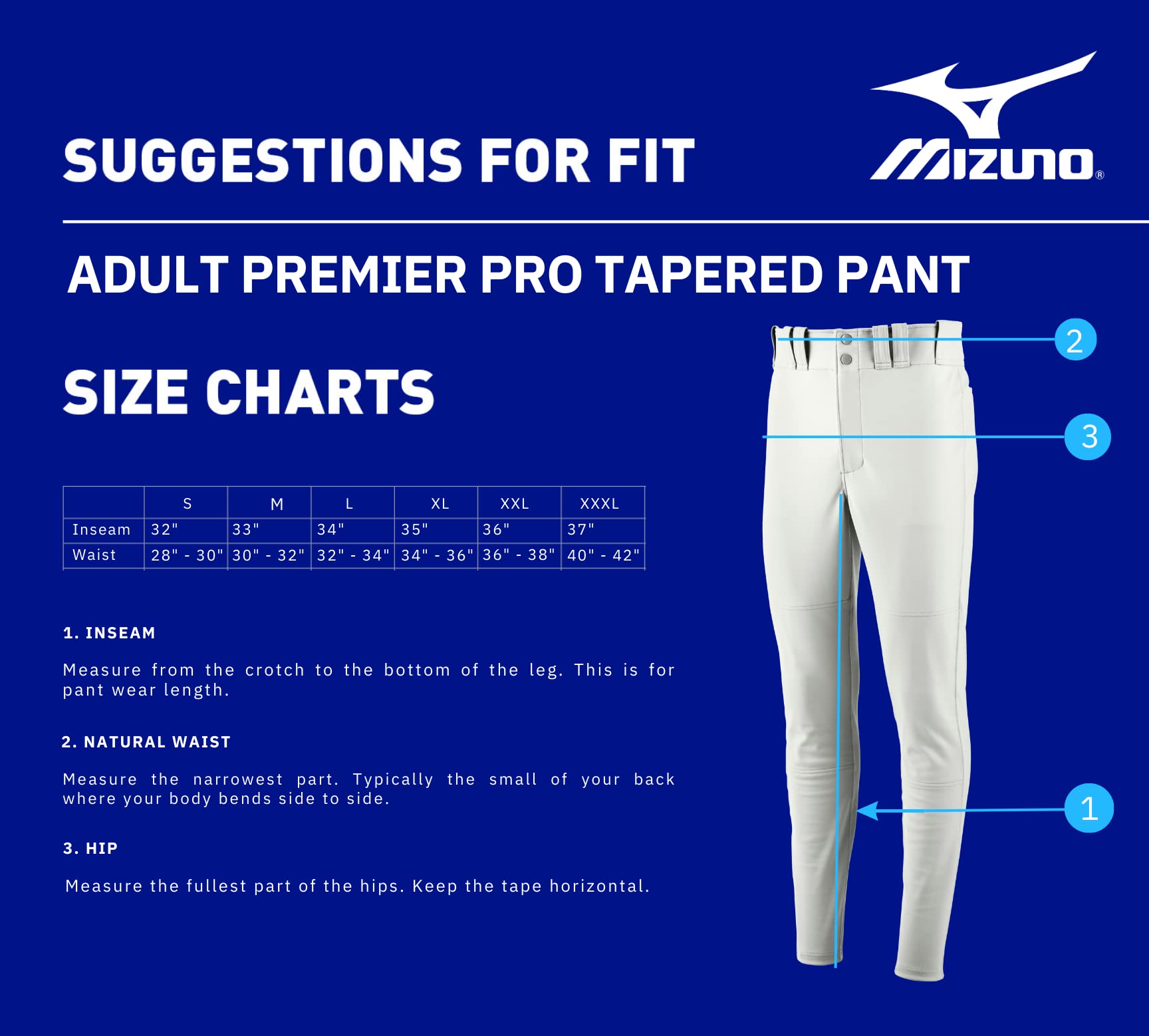 Mizuno Men's Standard Premier PRO Tapered Pant, White, Small