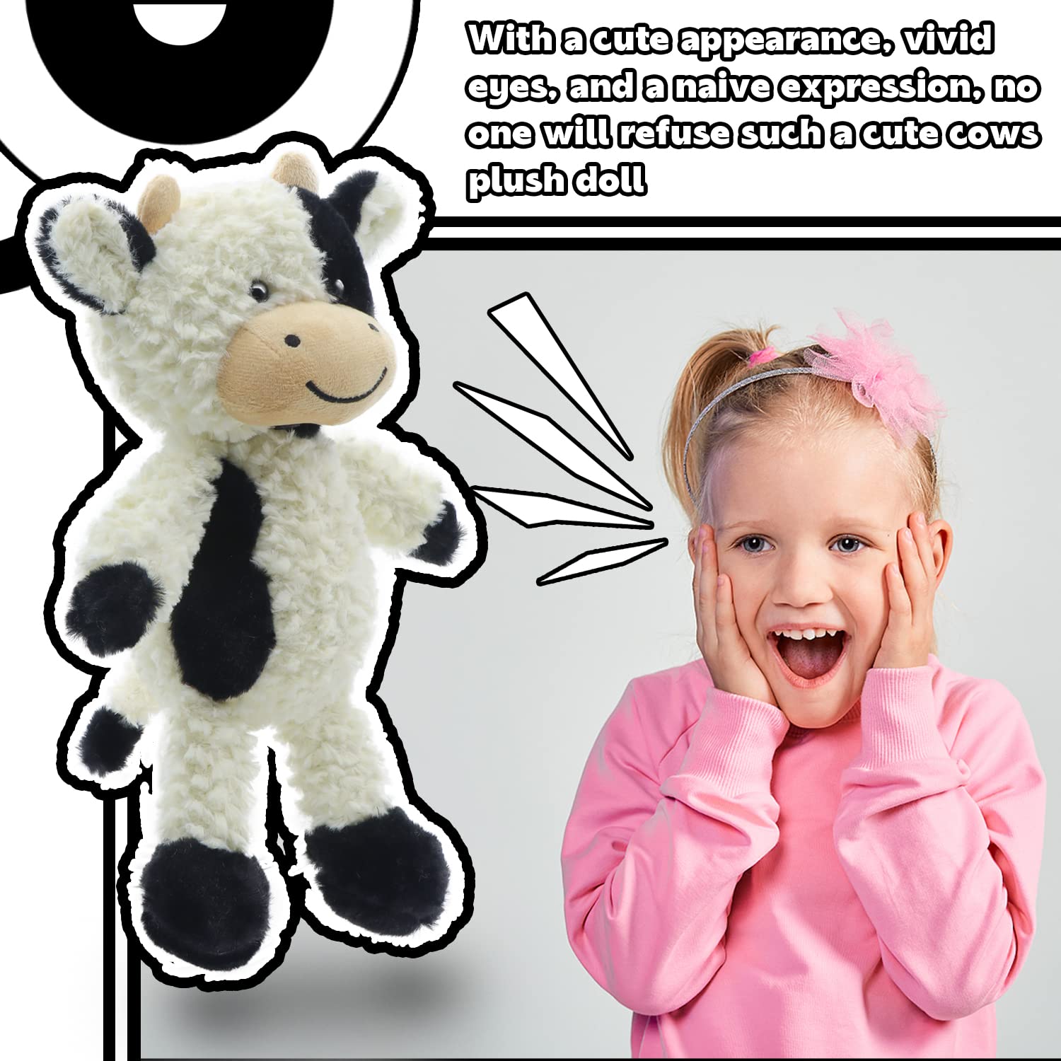 RELIGES 9" Cute Cow Stuffed Animals Soft Cuddly Cow Plush Stuffed Animal Birthday Gifts for Boys and Girls, Plush Animal Decorations (Cows - Standing-Red Coat)