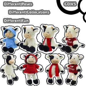 RELIGES 9" Cute Cow Stuffed Animals Soft Cuddly Cow Plush Stuffed Animal Birthday Gifts for Boys and Girls, Plush Animal Decorations (Cows - Standing-Red Coat)