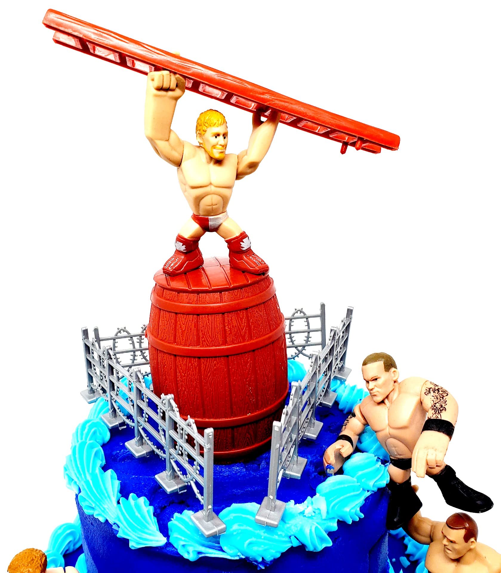 Wrestler Rumblers Wrestling Action Cake Topper With Random Wrestler Figures And Accessories (Unique Design)