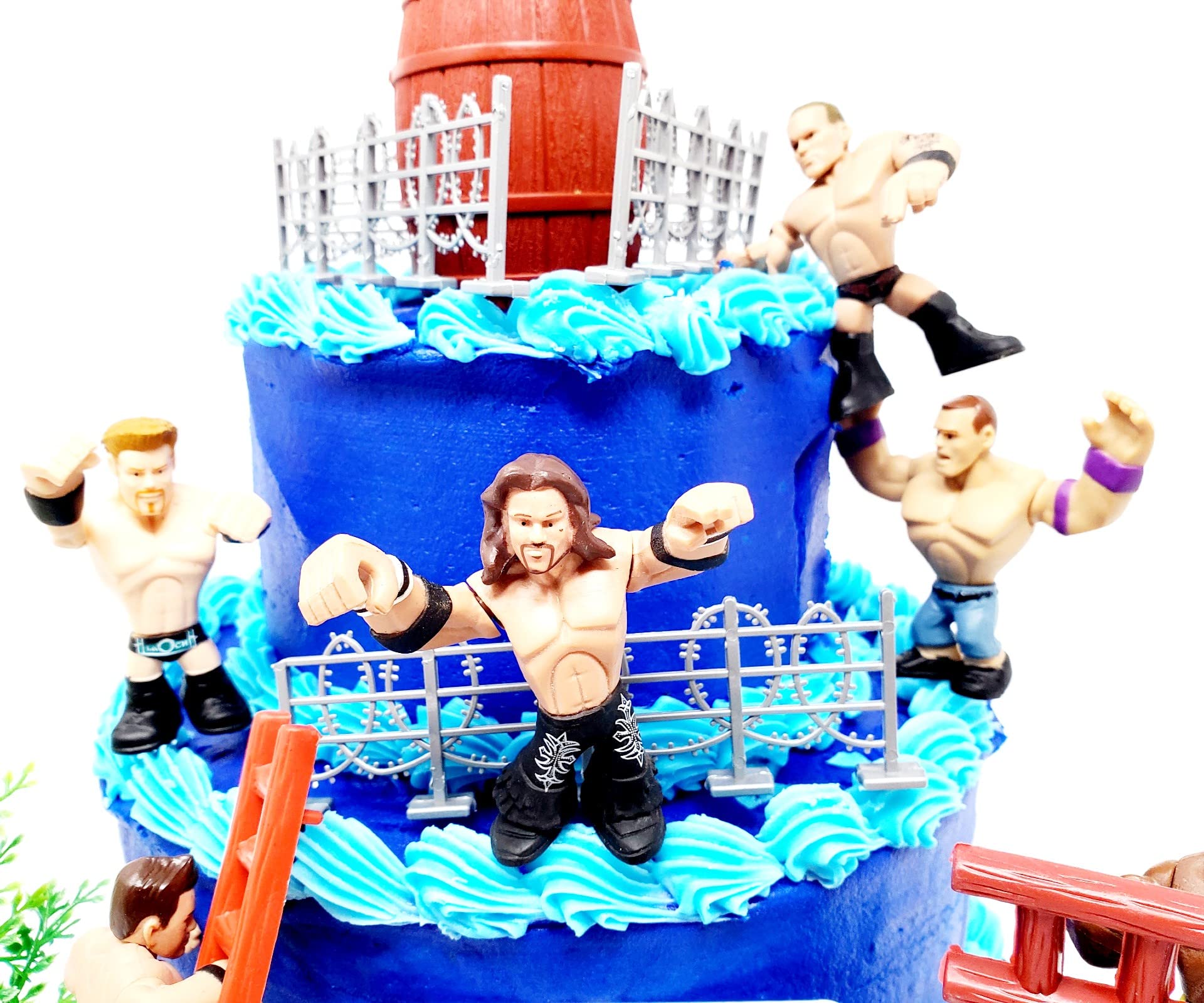 Wrestler Rumblers Wrestling Action Cake Topper With Random Wrestler Figures And Accessories (Unique Design)