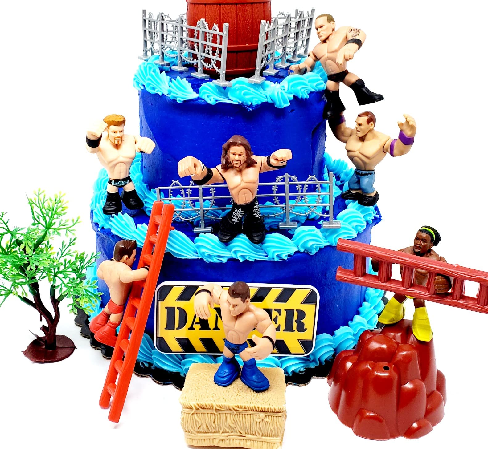 Wrestler Rumblers Wrestling Action Cake Topper With Random Wrestler Figures And Accessories (Unique Design)