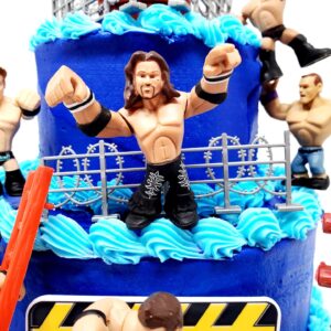 Wrestler Rumblers Wrestling Action Cake Topper With Random Wrestler Figures And Accessories (Unique Design)