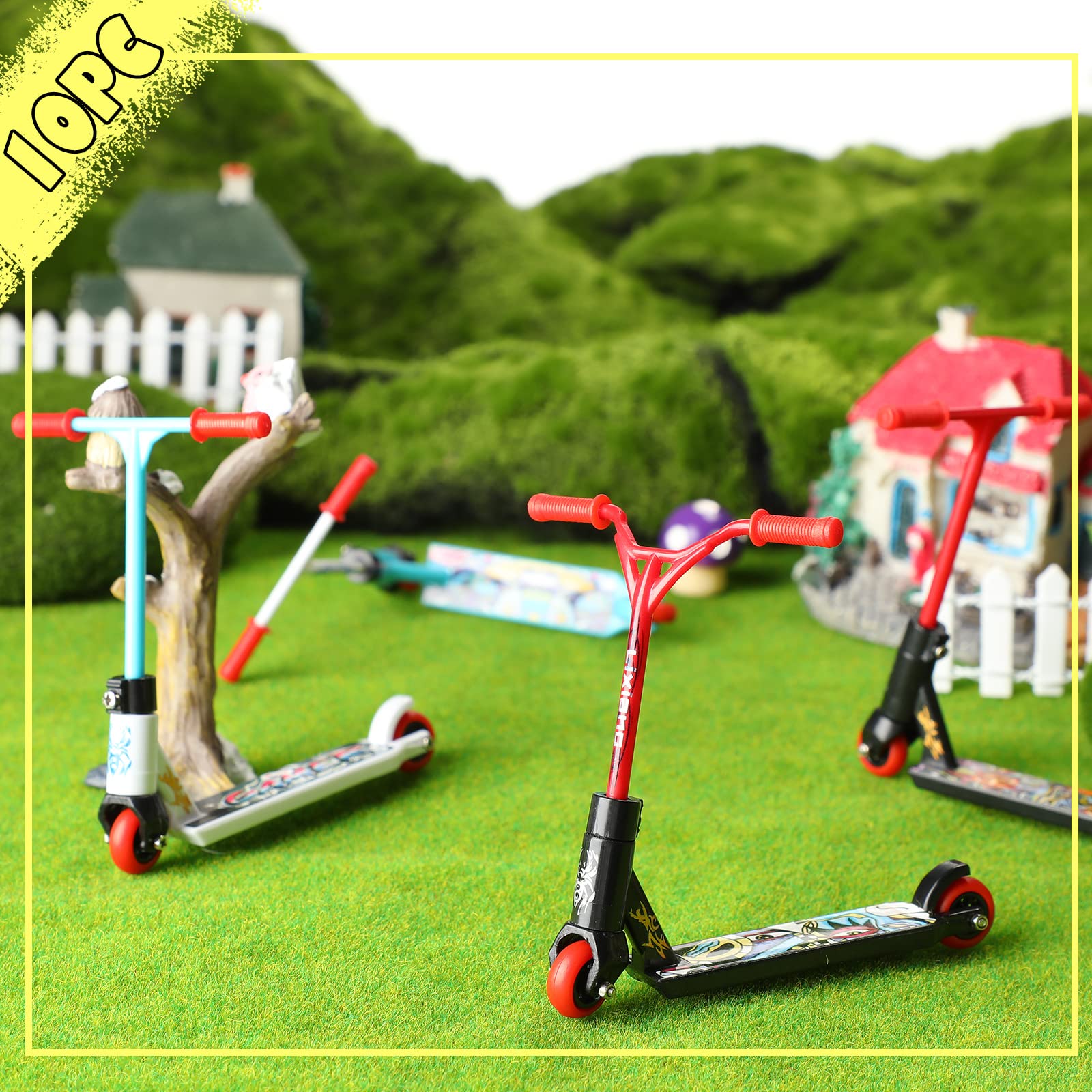 Civaner 10 Pcs Finger Scooter Mini Two Wheel Finger Scooter Fingerboard Scooters for Party Favor with Removable Wheel