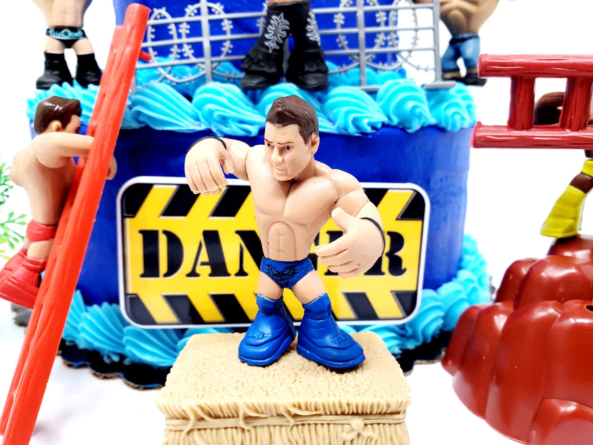 Wrestler Rumblers Wrestling Action Cake Topper With Random Wrestler Figures And Accessories (Unique Design)