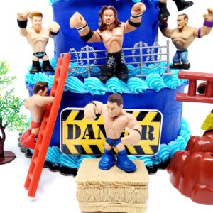 Wrestler Rumblers Wrestling Action Cake Topper With Random Wrestler Figures And Accessories (Unique Design)