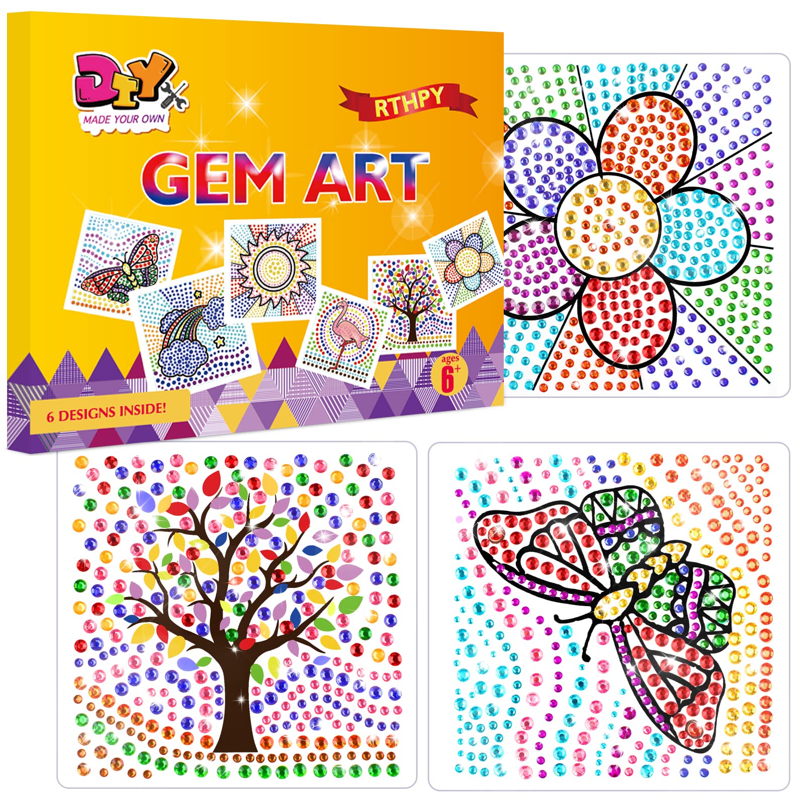 RTHPY Arts and Crafts for Kids Ages 8-12 & 6-8, Window Suncatcher Diamond Painting Kits by Numbers for Girl Ages 7 9 11 Year Old Gem Art for Kids Ages 9-12 Birthday Gift Idea for Teens (Nature)