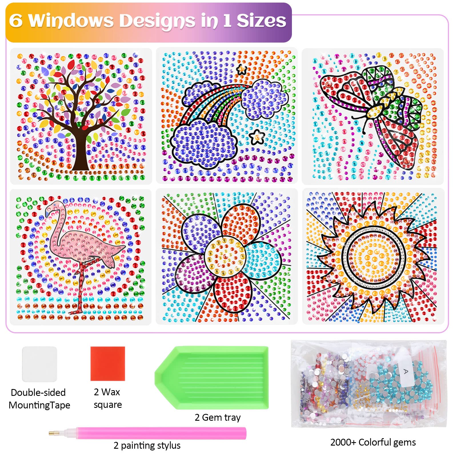 RTHPY Arts and Crafts for Kids Ages 8-12 & 6-8, Window Suncatcher Diamond Painting Kits by Numbers for Girl Ages 7 9 11 Year Old Gem Art for Kids Ages 9-12 Birthday Gift Idea for Teens (Nature)