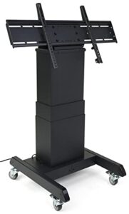 displays2go motorized rolling tv stand, 4 wheels, remote controlled, fully adjustable - black (dgmltsbk)