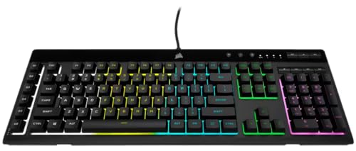 Corsair K55 PRO LITE RGB Wired Membrane Gaming Keyboard (5-Zone Dynamic RGB Backlighting, Six Macro Keys with Stream Deck Integration, IP42 Dust and Spill Resistant, Dedicated Media Keys) Black