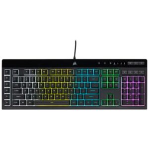 Corsair K55 PRO LITE RGB Wired Membrane Gaming Keyboard (5-Zone Dynamic RGB Backlighting, Six Macro Keys with Stream Deck Integration, IP42 Dust and Spill Resistant, Dedicated Media Keys) Black