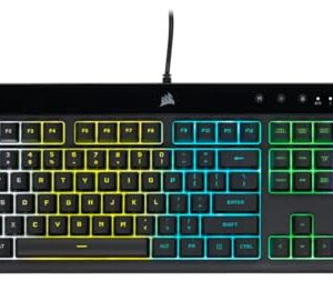 Corsair K55 PRO LITE RGB Wired Membrane Gaming Keyboard (5-Zone Dynamic RGB Backlighting, Six Macro Keys with Stream Deck Integration, IP42 Dust and Spill Resistant, Dedicated Media Keys) Black