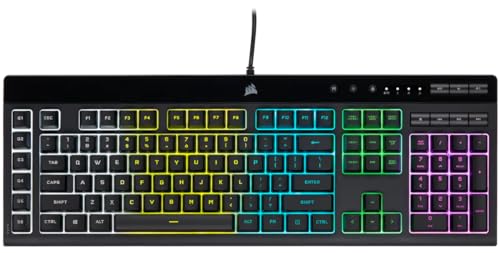 Corsair K55 PRO LITE RGB Wired Membrane Gaming Keyboard (5-Zone Dynamic RGB Backlighting, Six Macro Keys with Stream Deck Integration, IP42 Dust and Spill Resistant, Dedicated Media Keys) Black