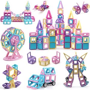 aomiks magnetic tiles 199 pcs mini magnetic building blocks for girls & boys birthday gift 3d stem educational learning creativity toys for kids ages 3 4 5 6 7 8 years old