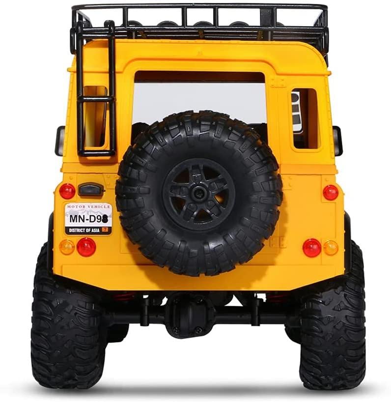 FMTStore MN98 RTR Model 1/12 2.4G 4WD Climbing Rock Crawler Off-Road RC Truck Car Upgrade Parts Land Rover Defender Vehicles Indoor Toys Models for Kids and Adults - Yellow