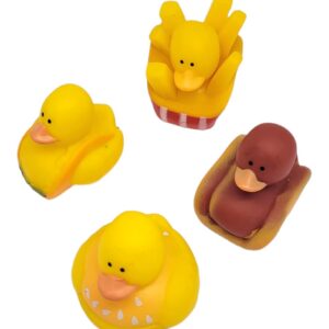 Cool Rubber Ducks (2") Standard Size. (12 Pack) Cute Duck Bath Tub Pool Toys. (Fast Food Rubber Duckies)